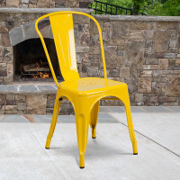 Flash Furniture CH-31230-YL-GG Yellow Metal Indoor-Outdoor Stackable Chair